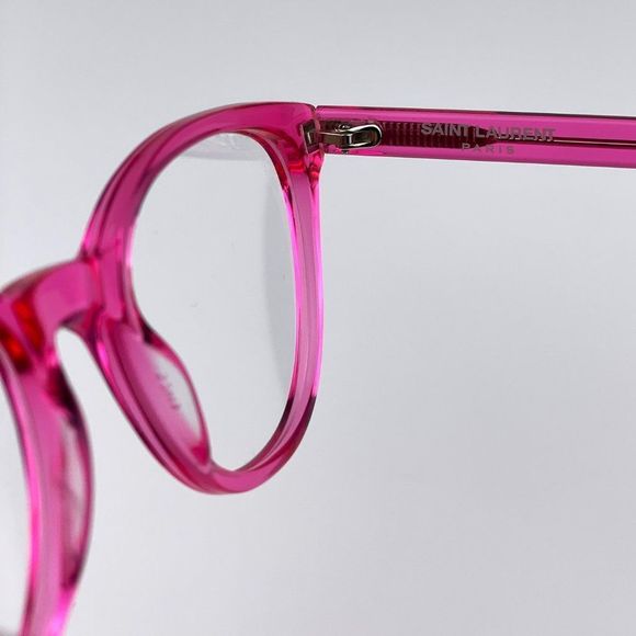 Saint Laurent SL589 004 Eyeglasses Transparent Fuchsia Pink Oval Women - Picture 9 of 12